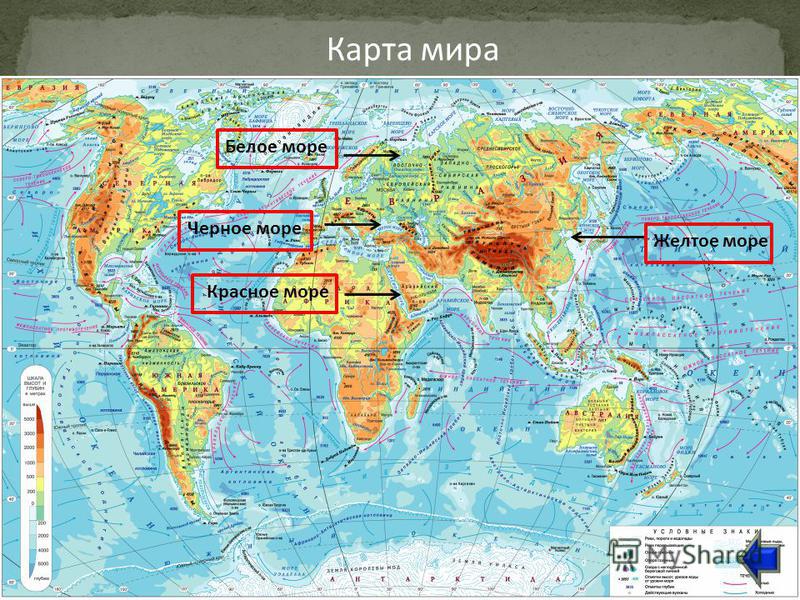 5 морей на карте россии. Желтое море на физической карте.