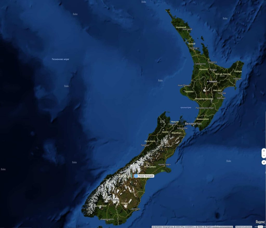 Карта Новой Зеландии с городами