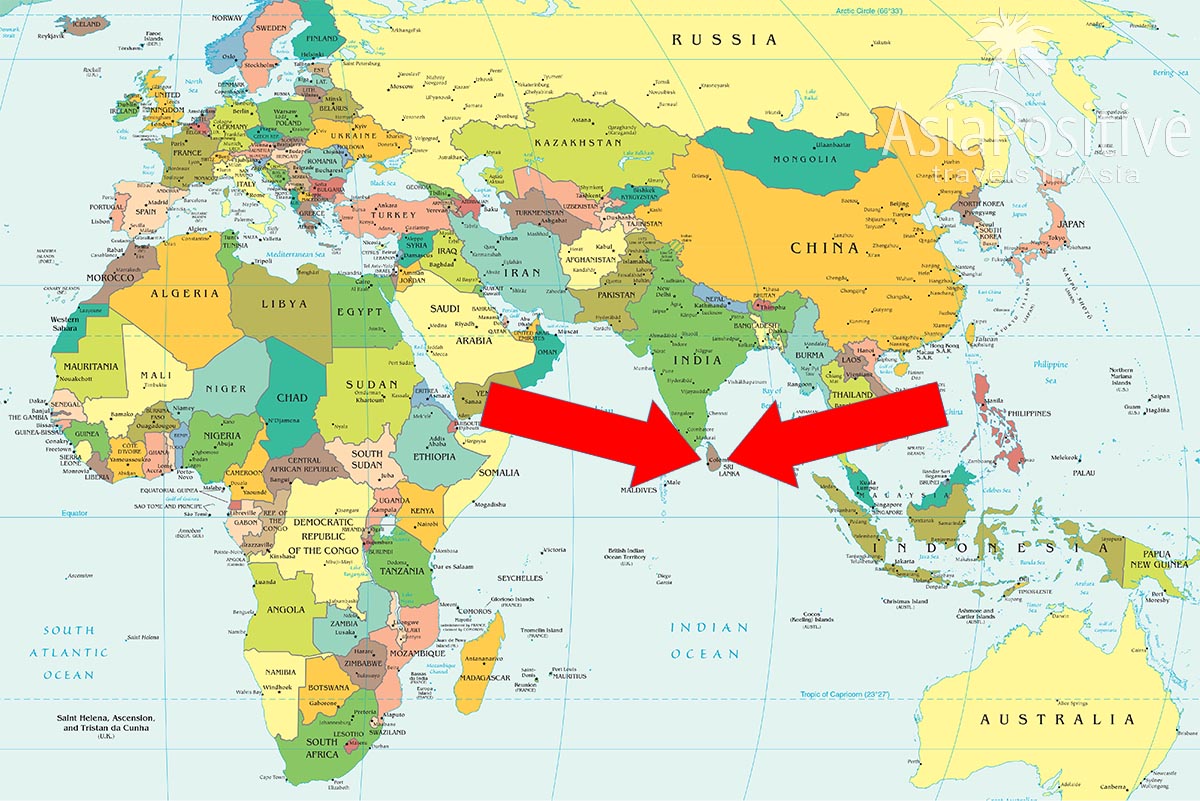Как найти Шри-Ланку на карте мира 