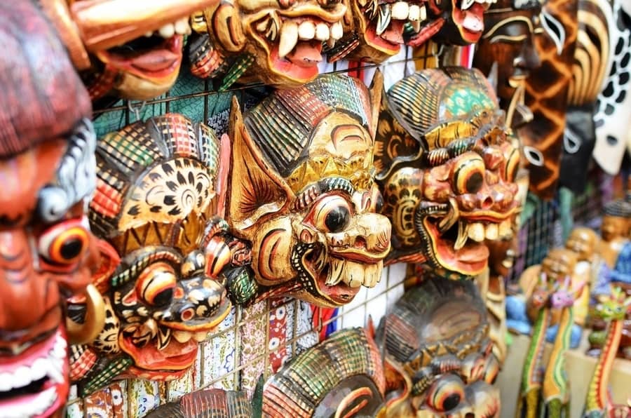 Ubud, the best city to visit in Bali. balinese mask art market ubud