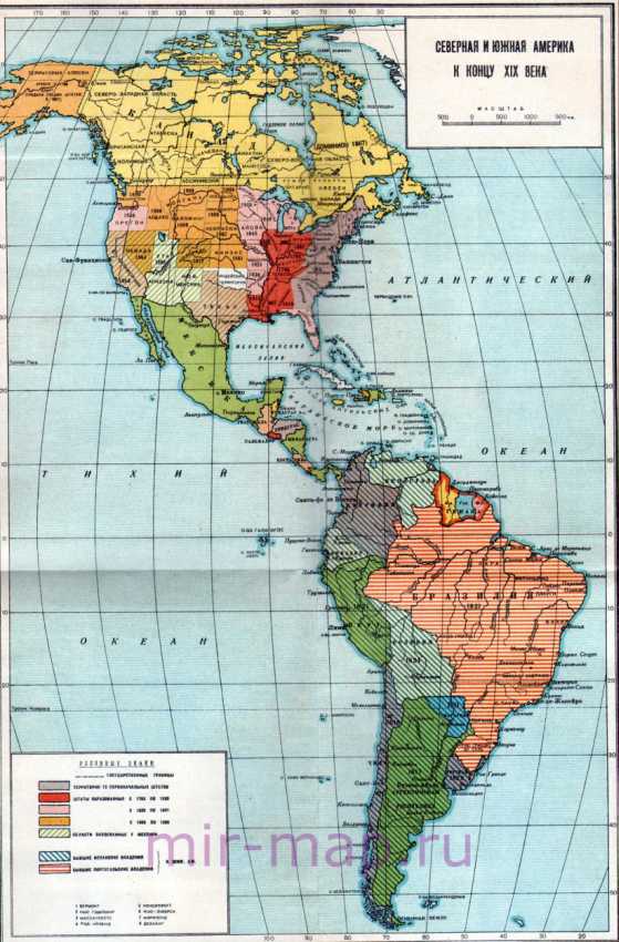 Карта северной южной америки со странами