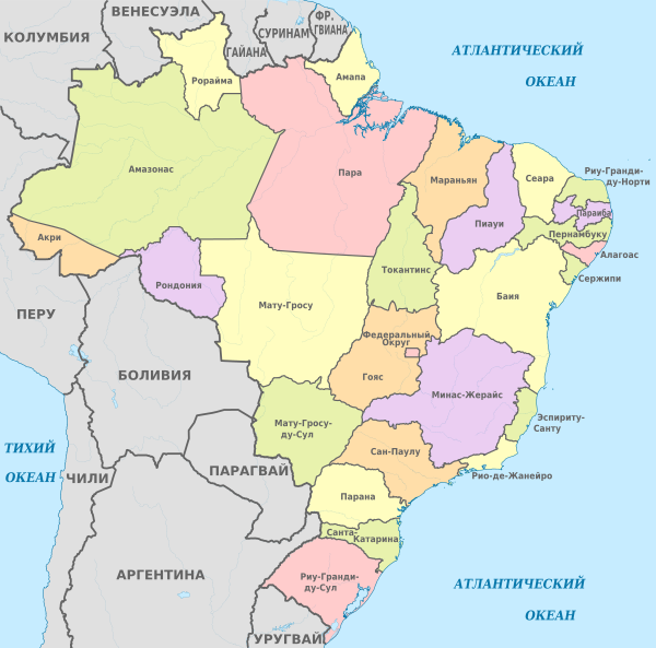 карта штатов Бразилии