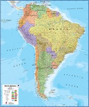 Bolivia On a Large Wall Map of South America
