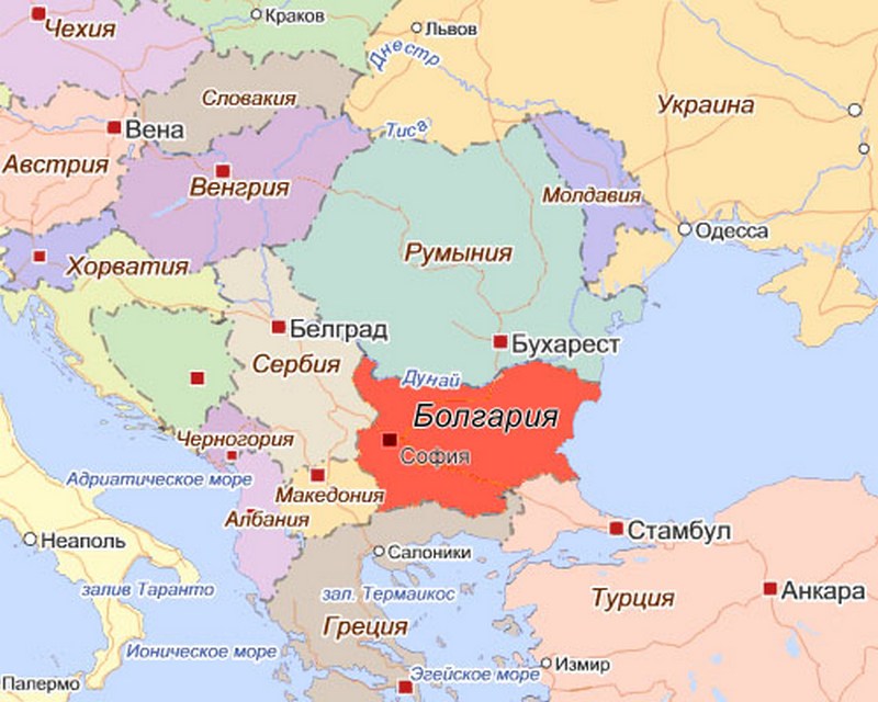 болгария на политической карте