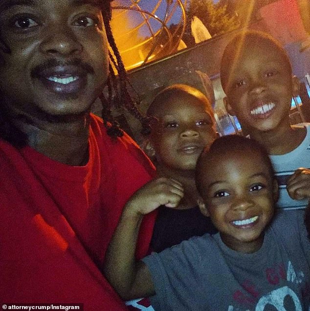 Jacob Blake, 29, was shot in the back seven times by a white police officer in Kenosha, Wisconsin on Sunday in front of his three young children. Pictured with three of his six kids above