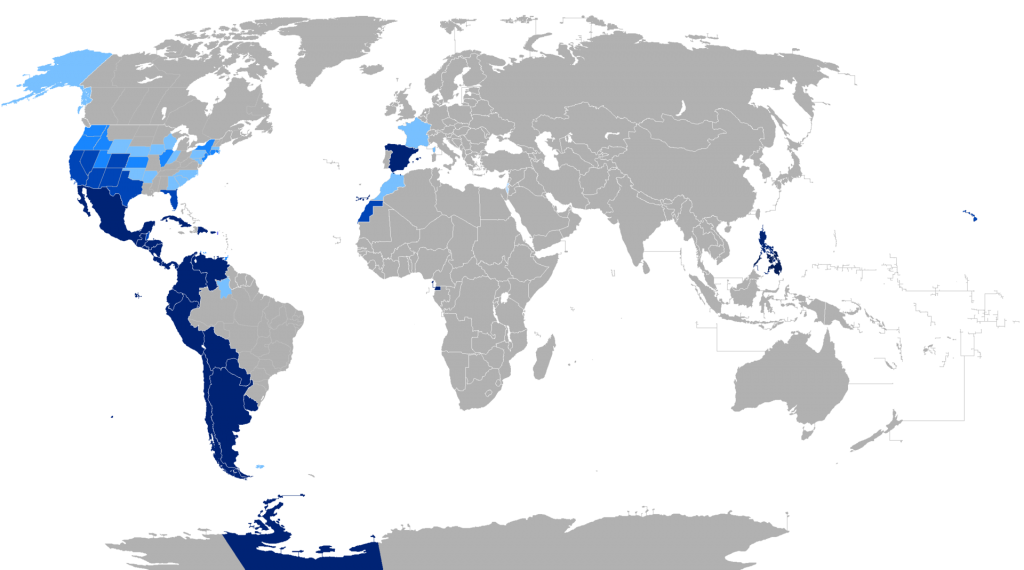 Карта распространённости испанского языка