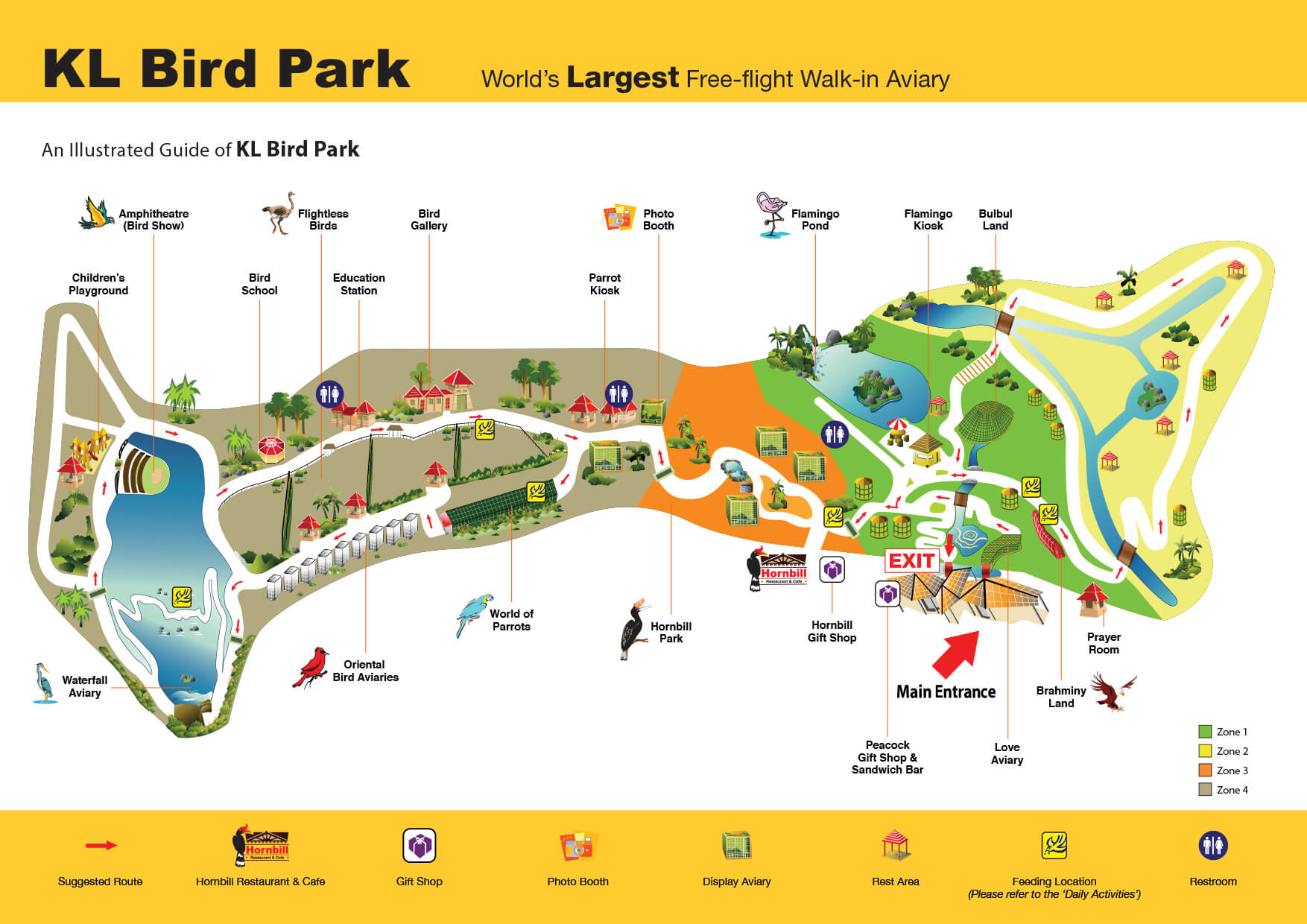Карта парка птиц в Куала-Лумпуре