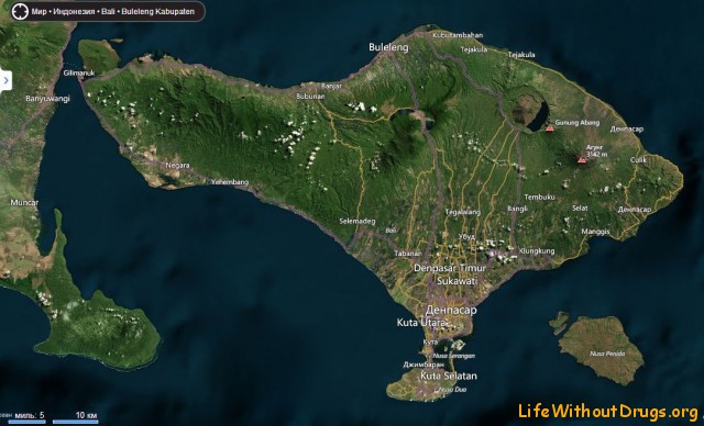 Карта острова Бали