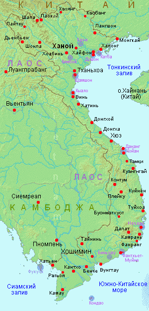 Нячанг на туристической карте Вьетнама
