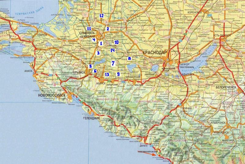Карта черного побережья с поселками