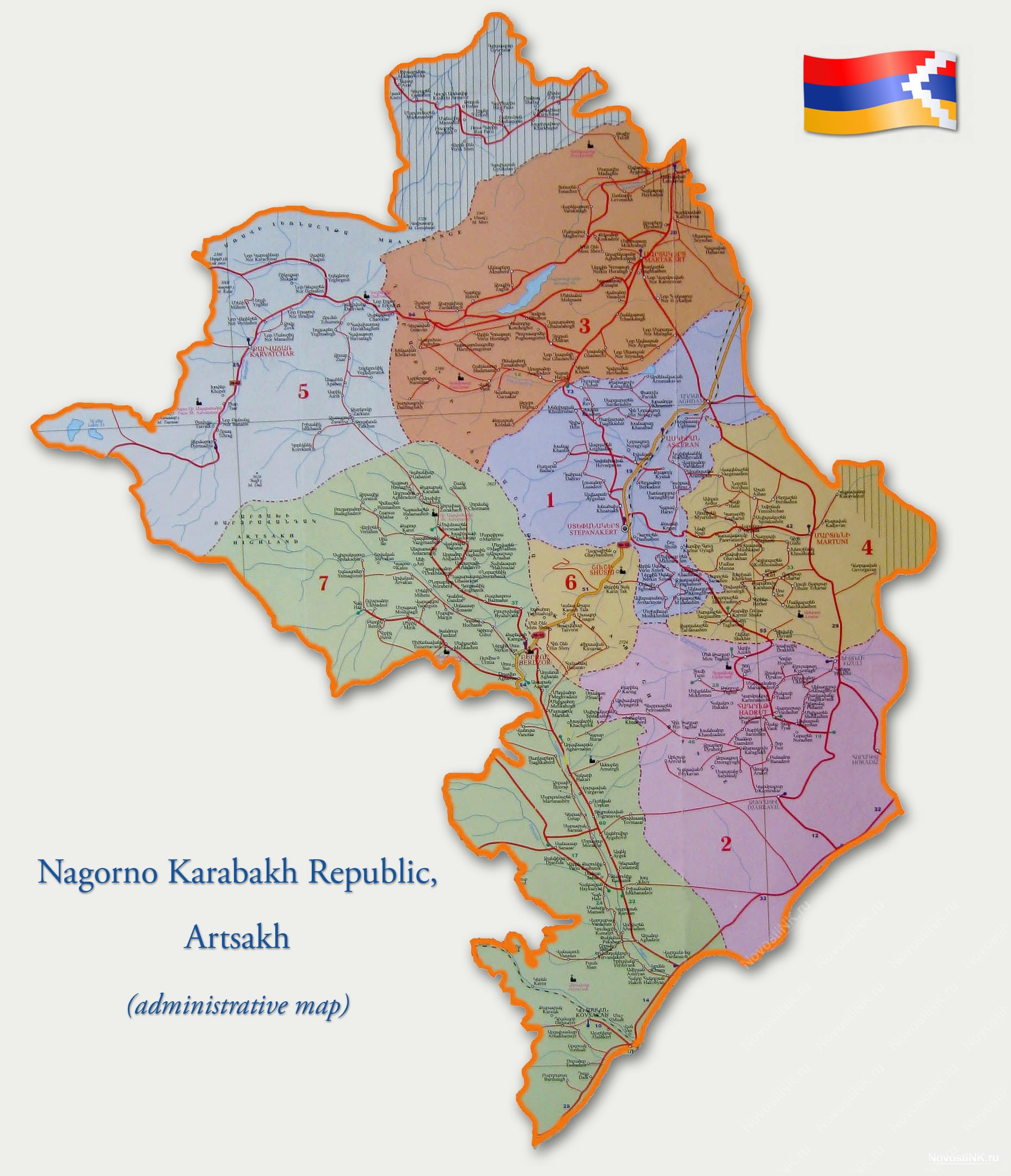 Карта Нагорно-Карабахской Республики (Арцаха)