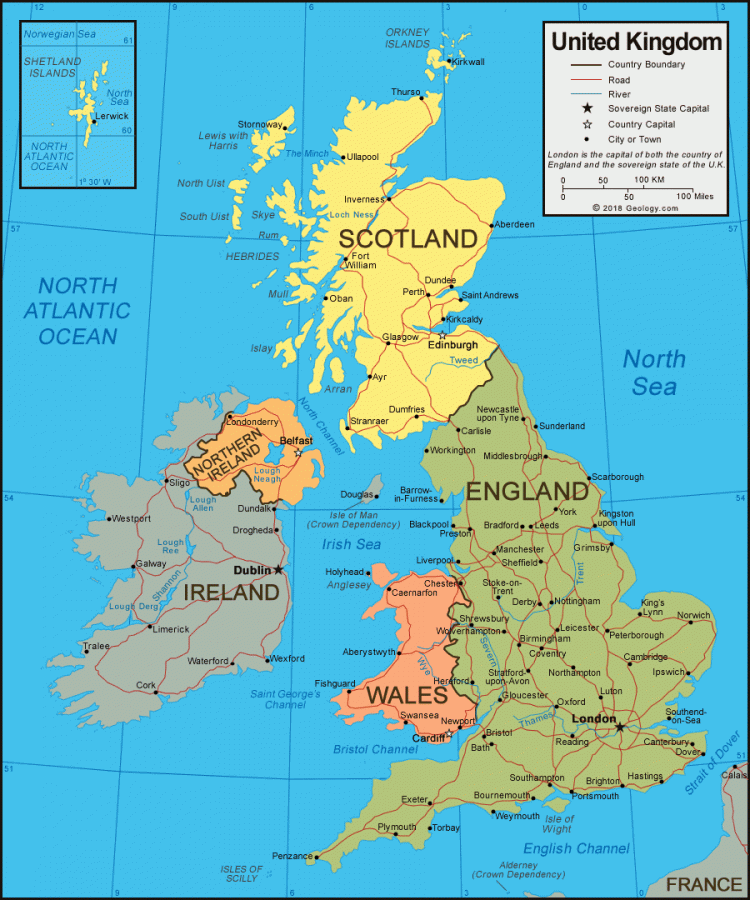Политическая карта Великобритании