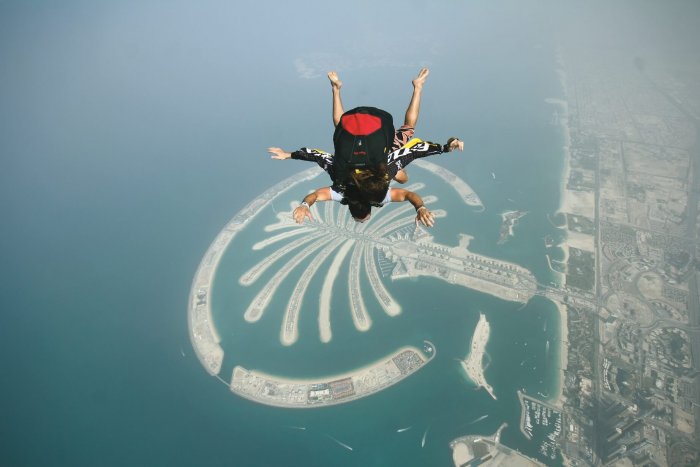 diver over palm jumeirah