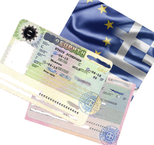 Виза и флаг Греции