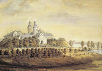 Nesvizh Palace on lithography of Napoleon Orda