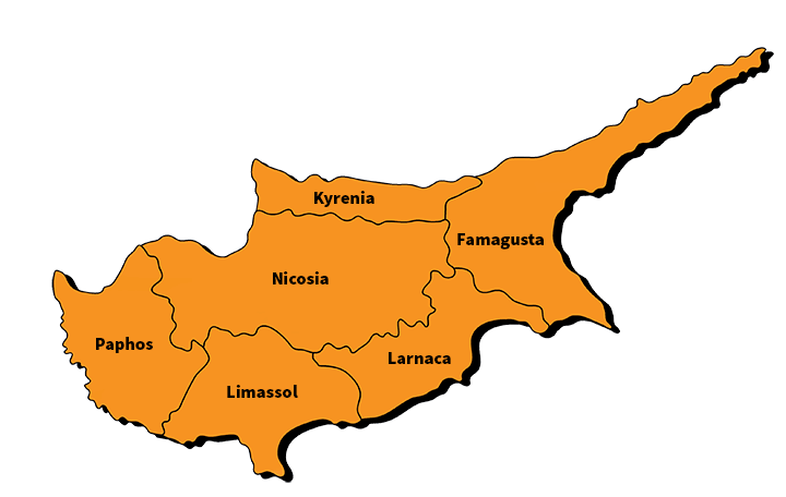 The districts of Cyprus