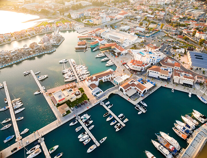 Aerial view of the Limassol Marina