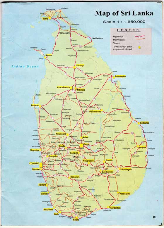 Large map of Sri Lanka