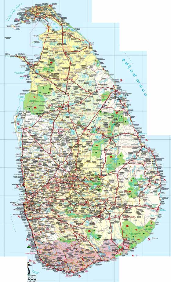 Detailed map of Sri Lanka
