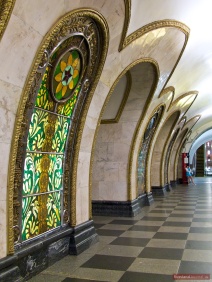 Glass panels of Novoslobodskaya Metro Station in Moscow