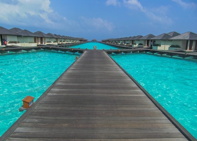 Overwater villas in the Maldives.