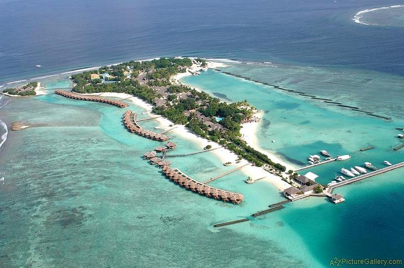 Aerial view of Sheraton Full Moon resort, Maldives