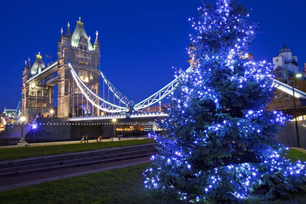 christmas tree by London Tower Bridge