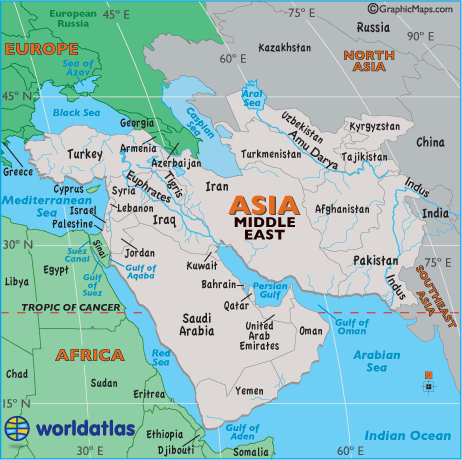 Middle East Rivers Map