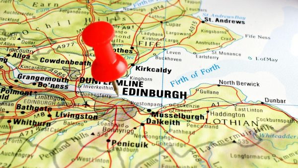 Эдинбург на карте Шотландии