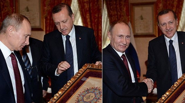 Эрдоган подарил Путину картину, украшенную каллиграфией
